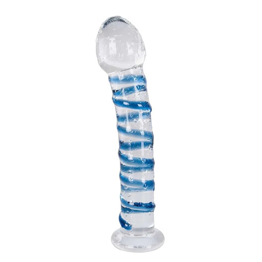 Glasdildo „Arts Clair Bleu“ mit Stimulationsspirale