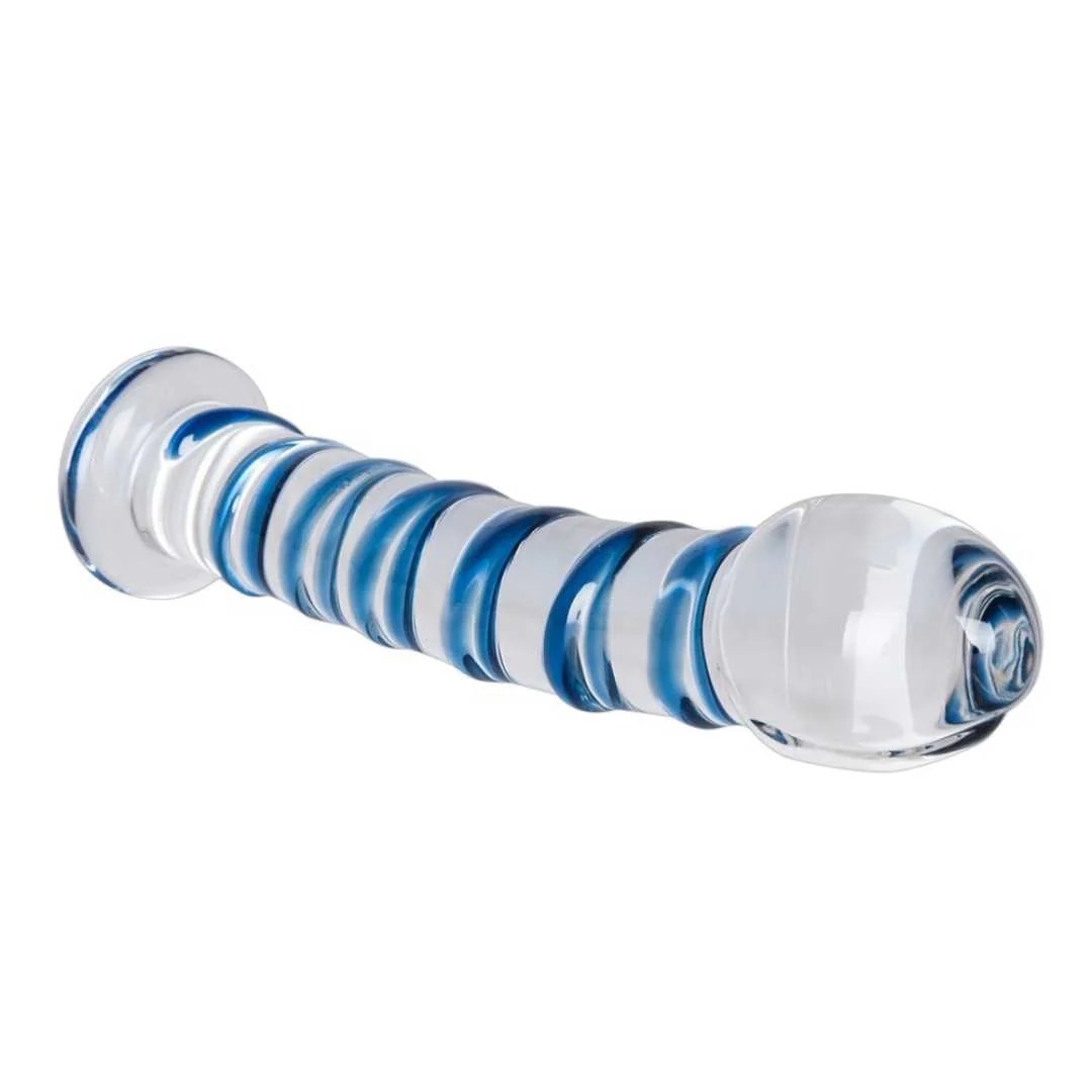 Glasdildo „Arts Clair Bleu“ mit Stimulationsspirale
