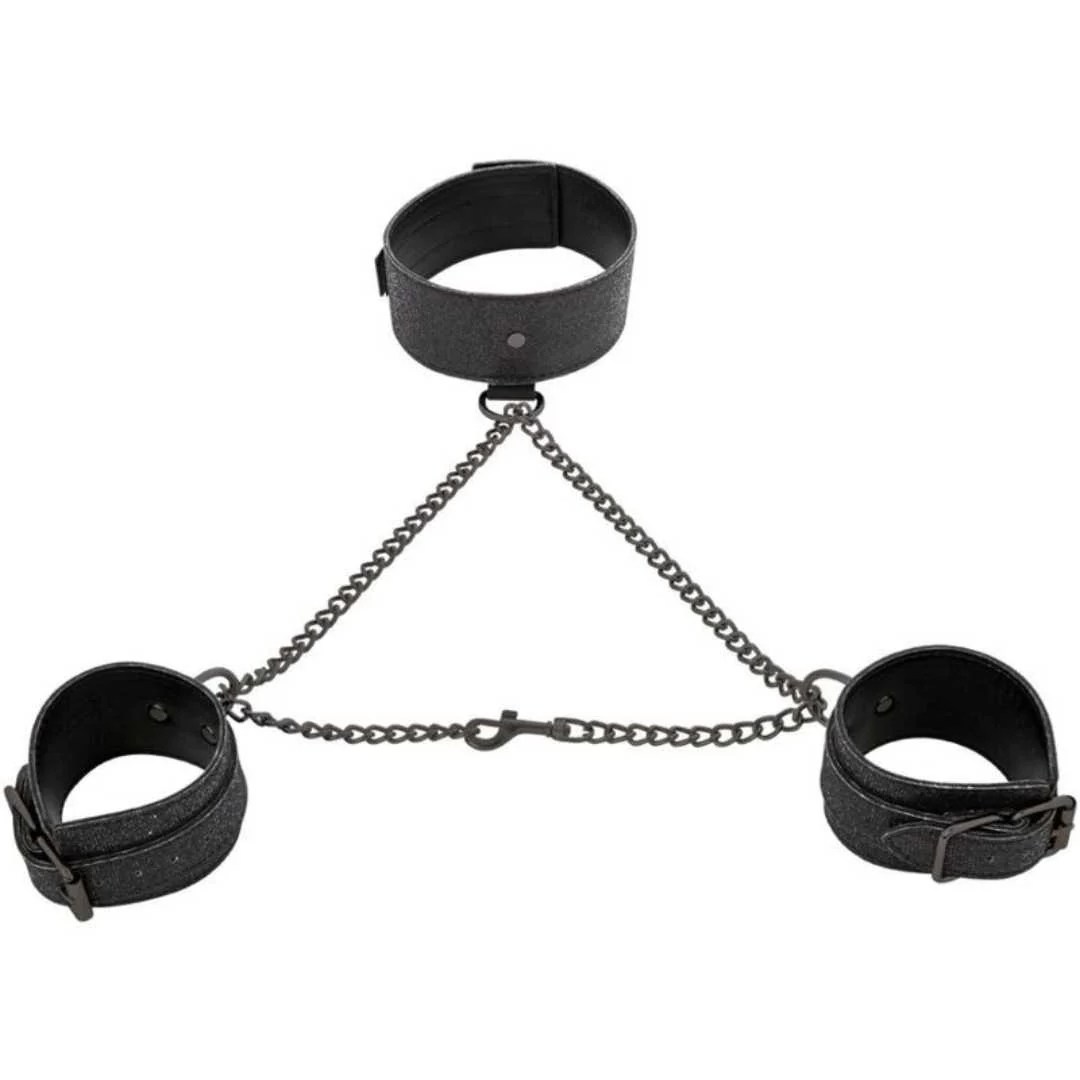 Fessel-Set „Shadow Sparkle Collar & Cuff Set“