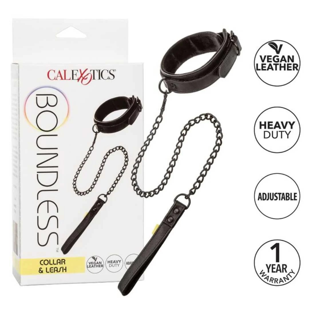 Robustes Halsband mit Metall-Leine