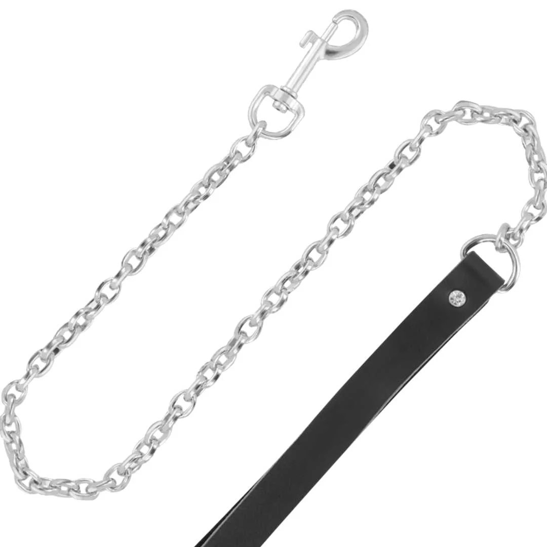 Halsband mit Strass-Steinen und Leine