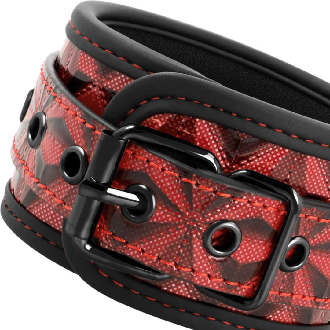 Handfesseln mit Kette in rot-schwarz Optik