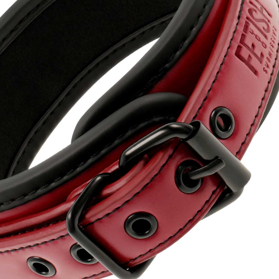 Rot-Schwarzes Halsband mit Leine