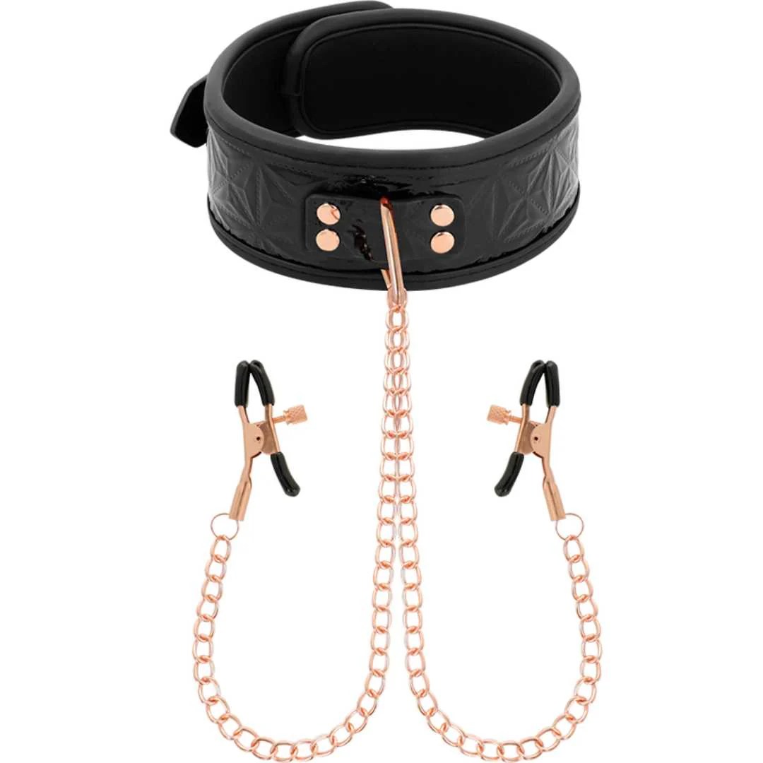 Halsband mit Nippelklemmen in Rosé-Gold