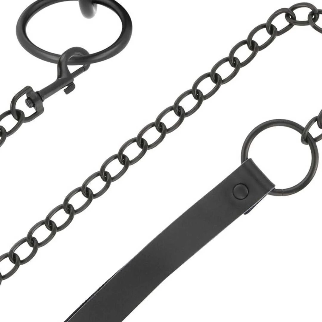 Dünnes schwarzes Halsband mit Leine