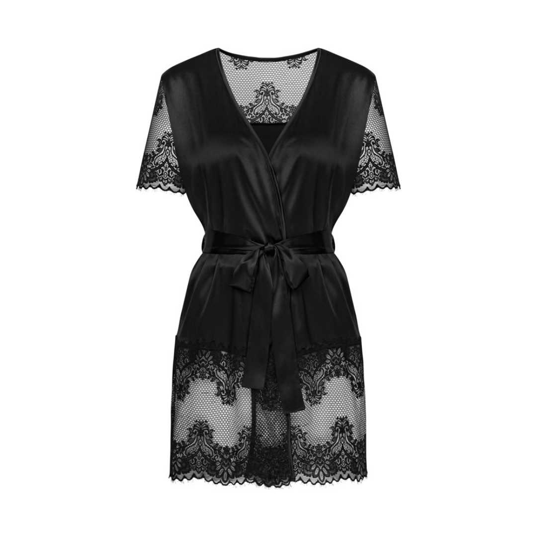 Kurzer Kimono mit Satin-Bindegürtel 