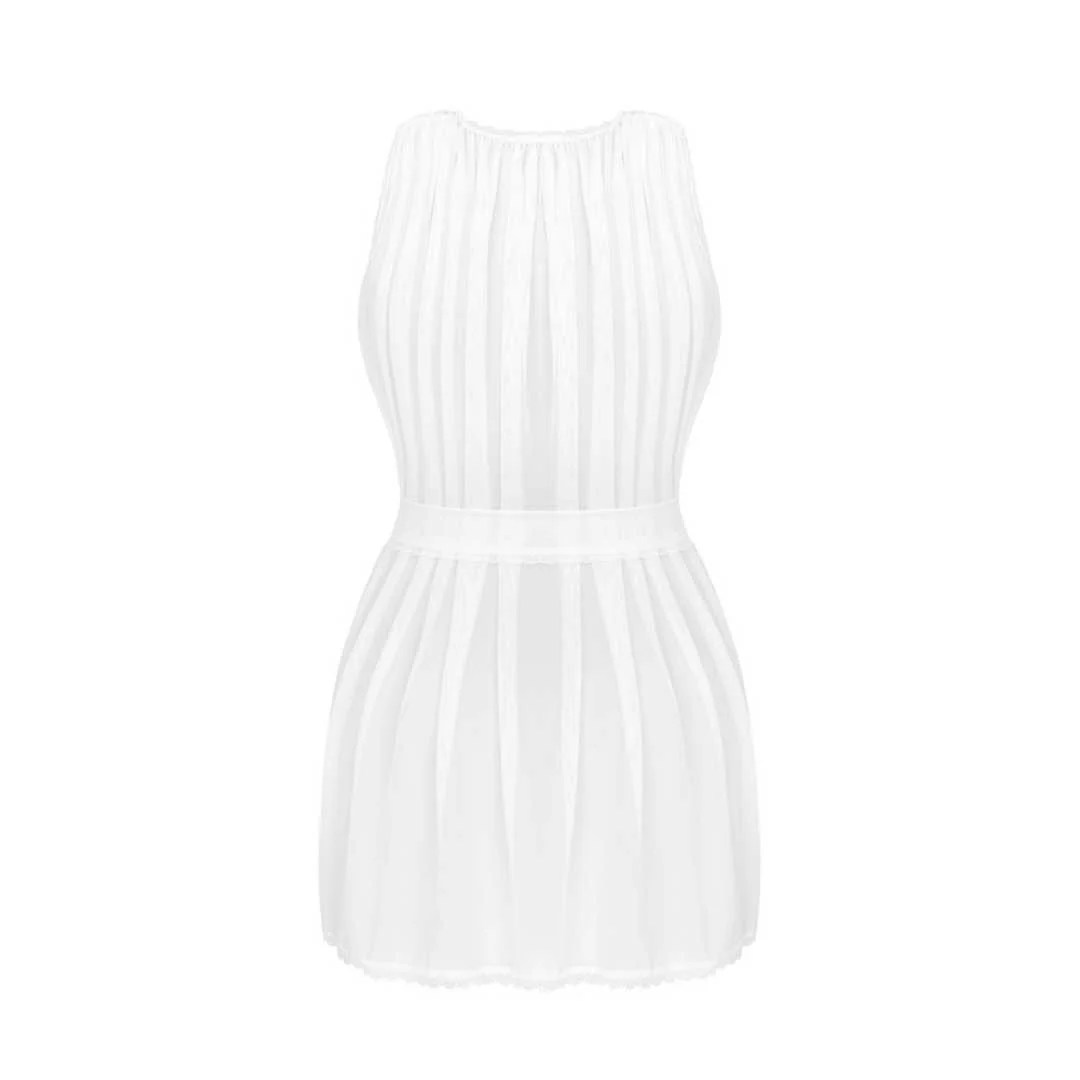 Netzartiges Peignoir mit floraler Spitze