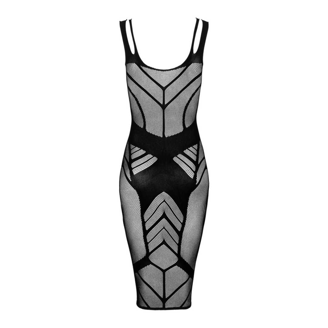 Geometrisches Netz-Kleid in Midi-Länge