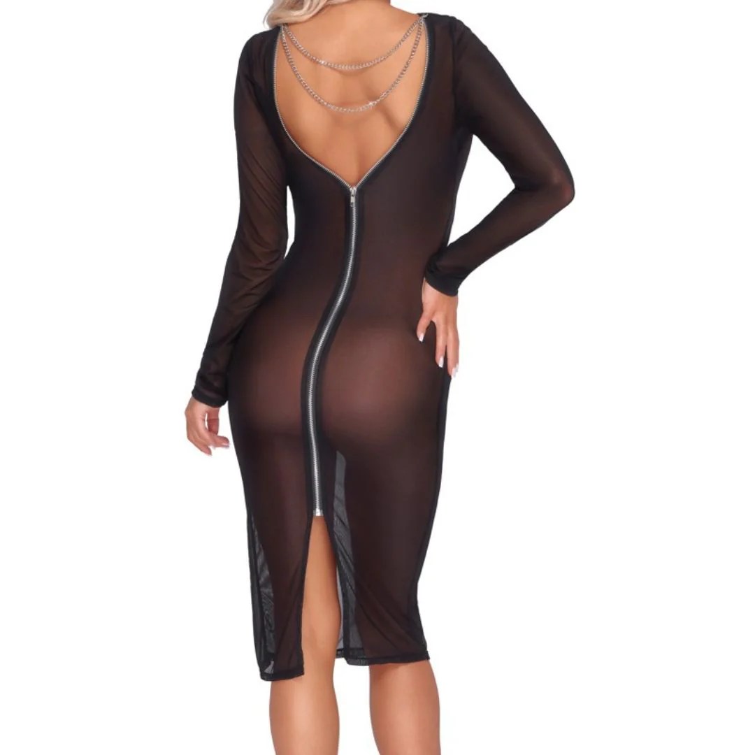 Langarm-Kleid aus Powernet