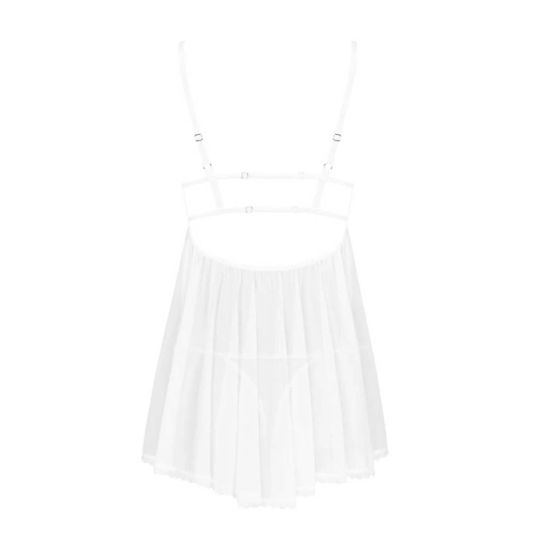 Babydoll plus Tanga mit geblümter Spitze