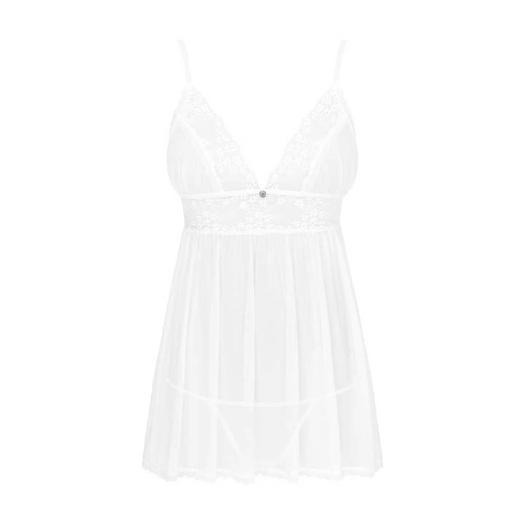 Babydoll plus Tanga mit geblümter Spitze