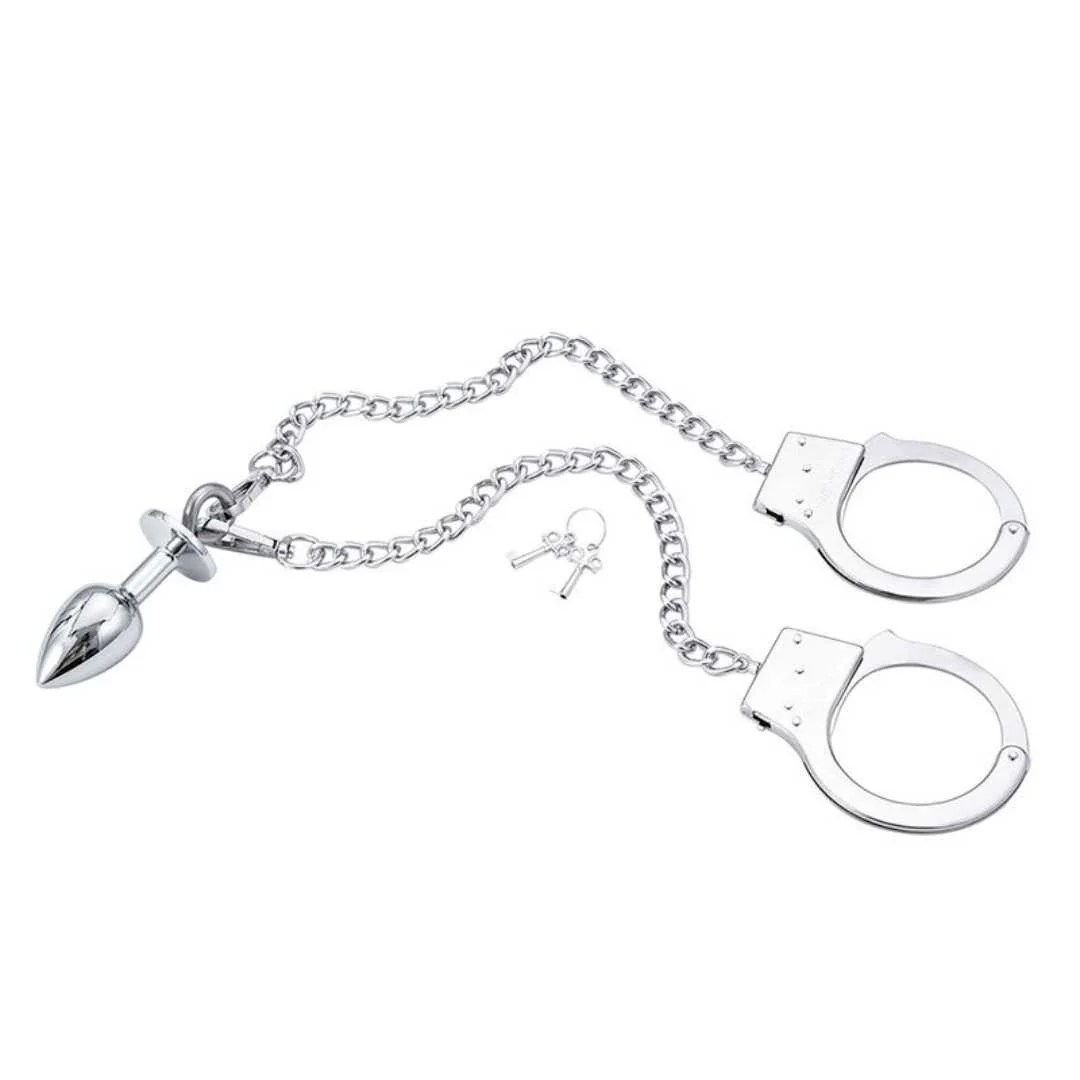 Handschellen mit Kette und Analplug