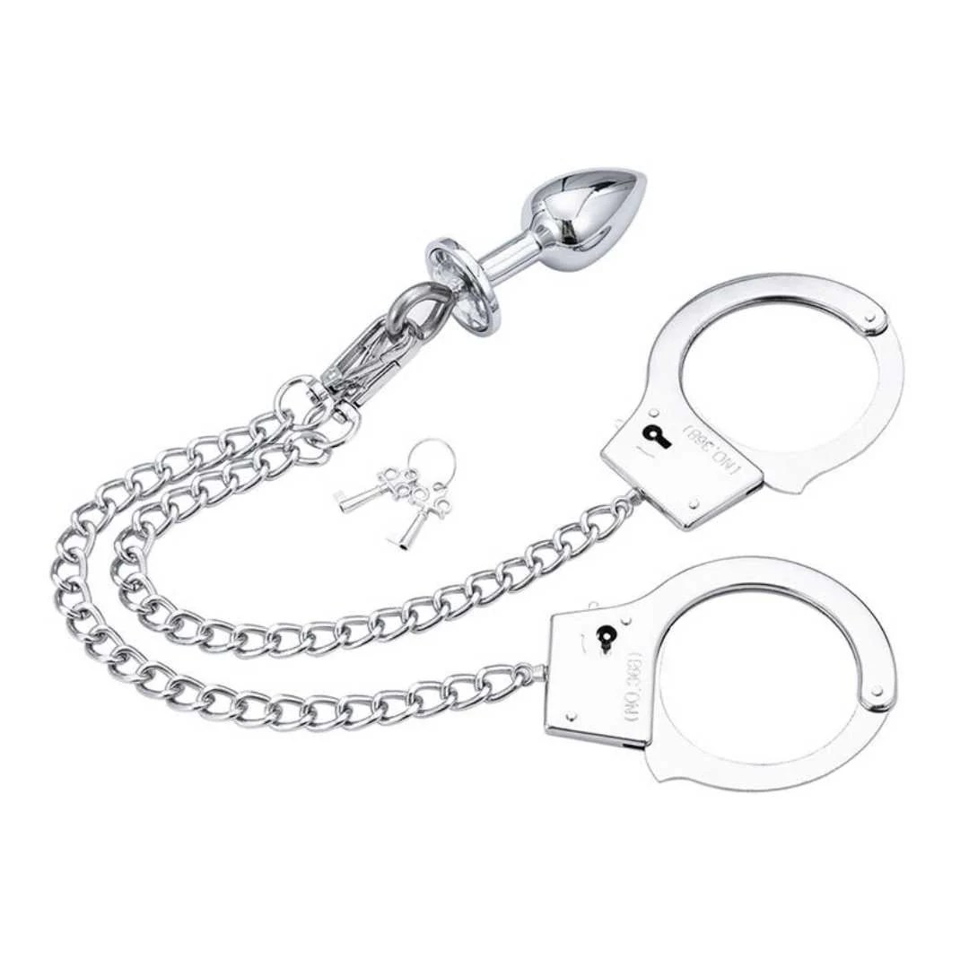 Handschellen mit Kette und Analplug