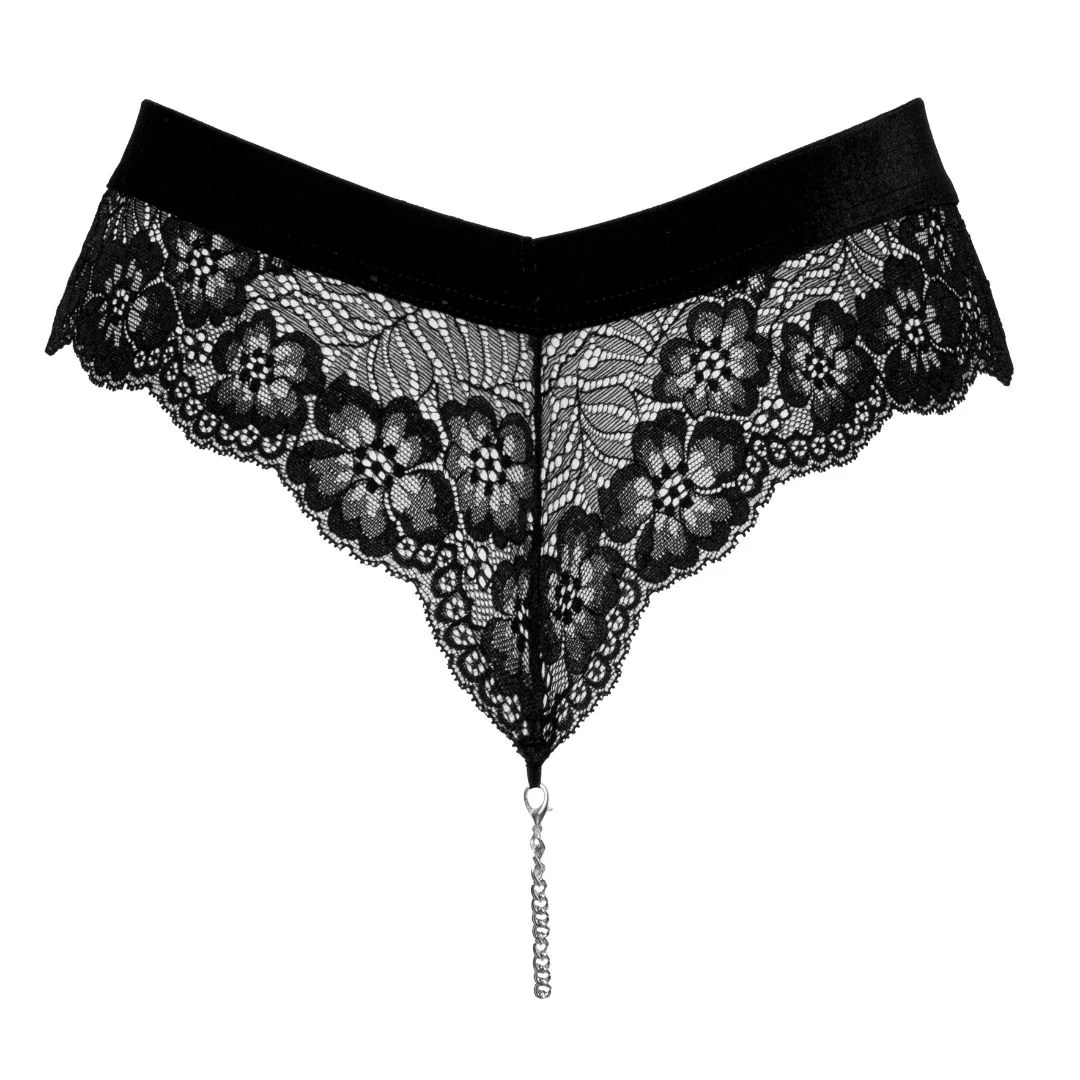 Spitzen-Panties Ouvert mit Samtbund