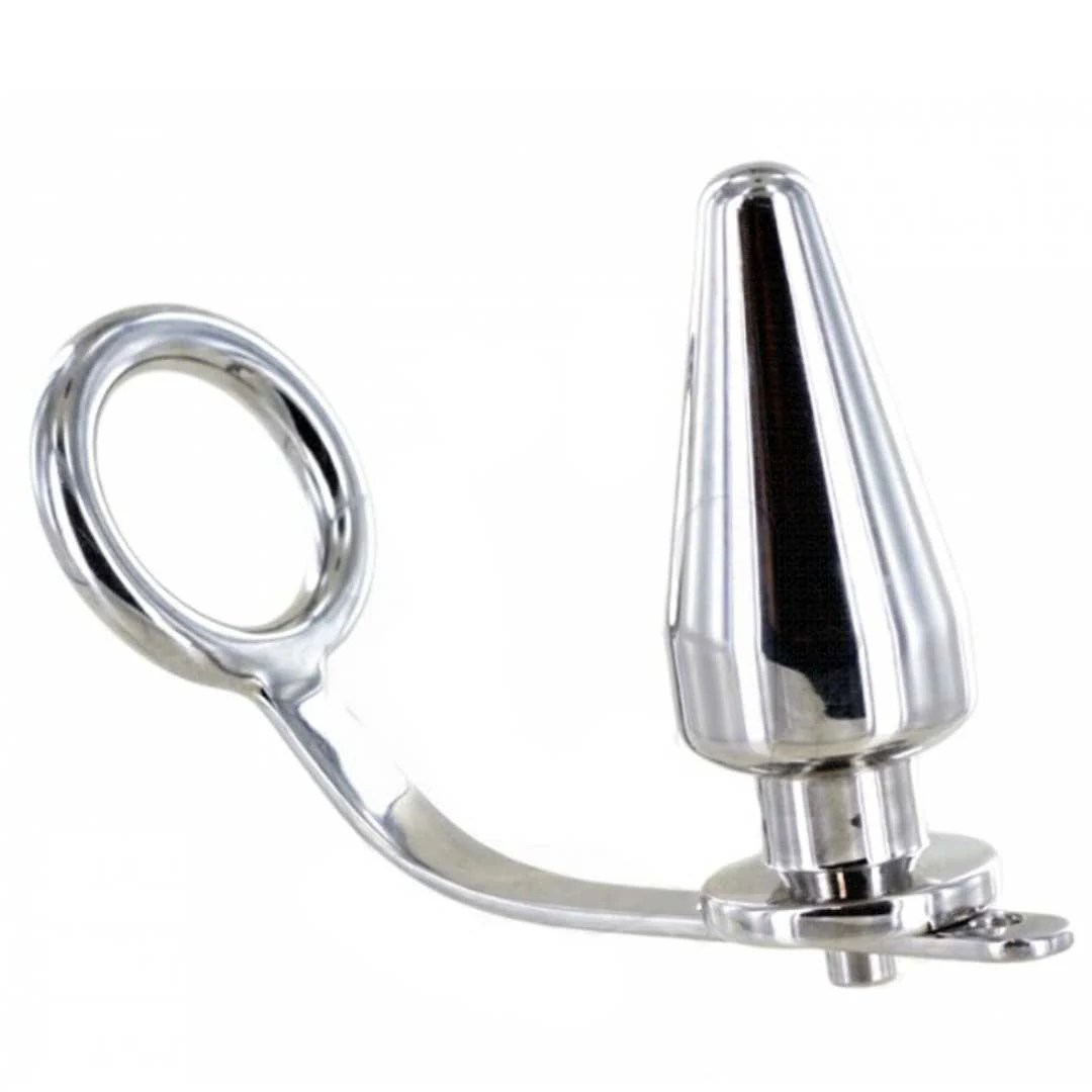 Metall Penisring mit Analplug