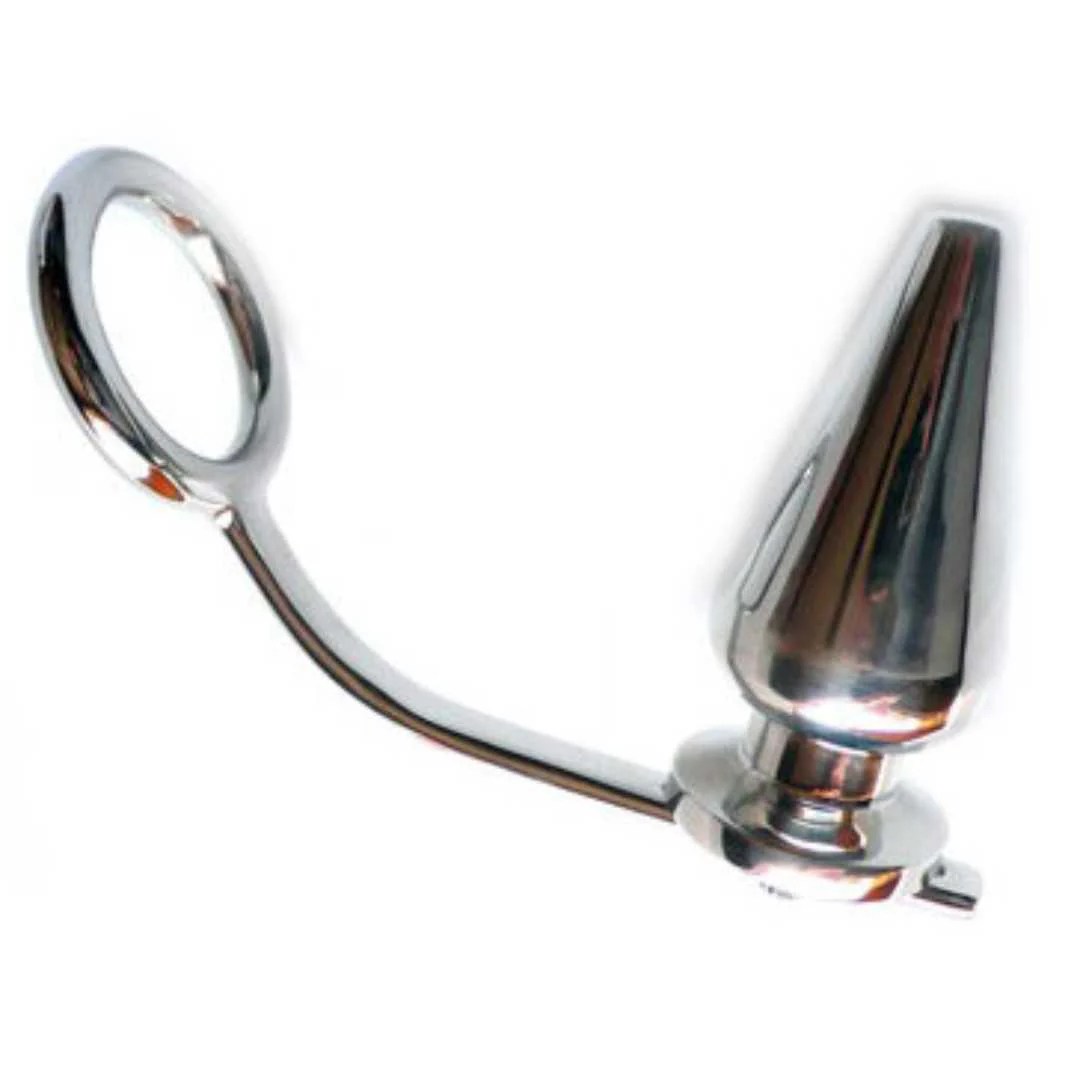 Metall Penisring mit Analplug