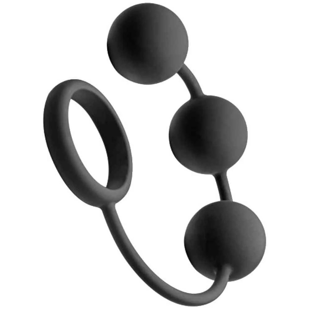 Penisring mit schweren Analkugeln
