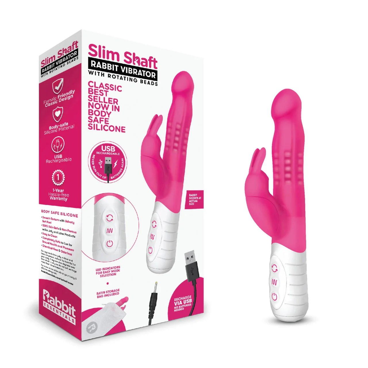 Rabbitvibrator „Slim shaft with rotating beads“