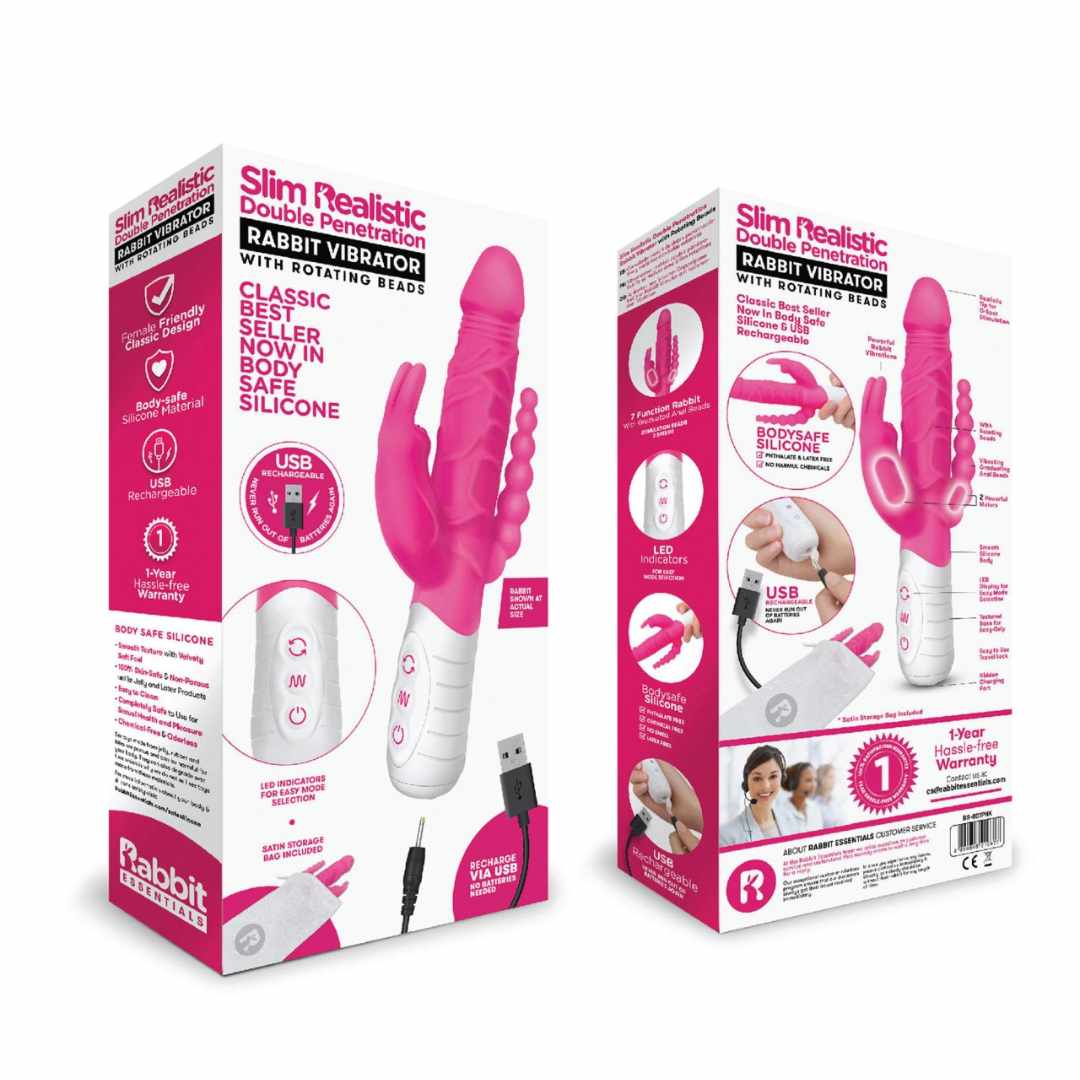 Rabbitvibrator „Slim realistic double penetration“