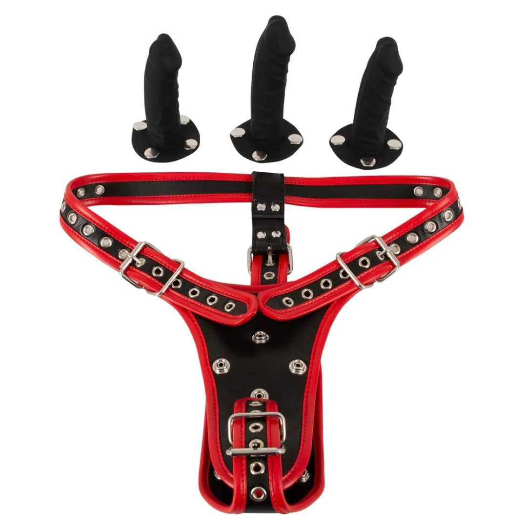 Strap-on-String mit 3 abnehmbaren Silikon-Dildos