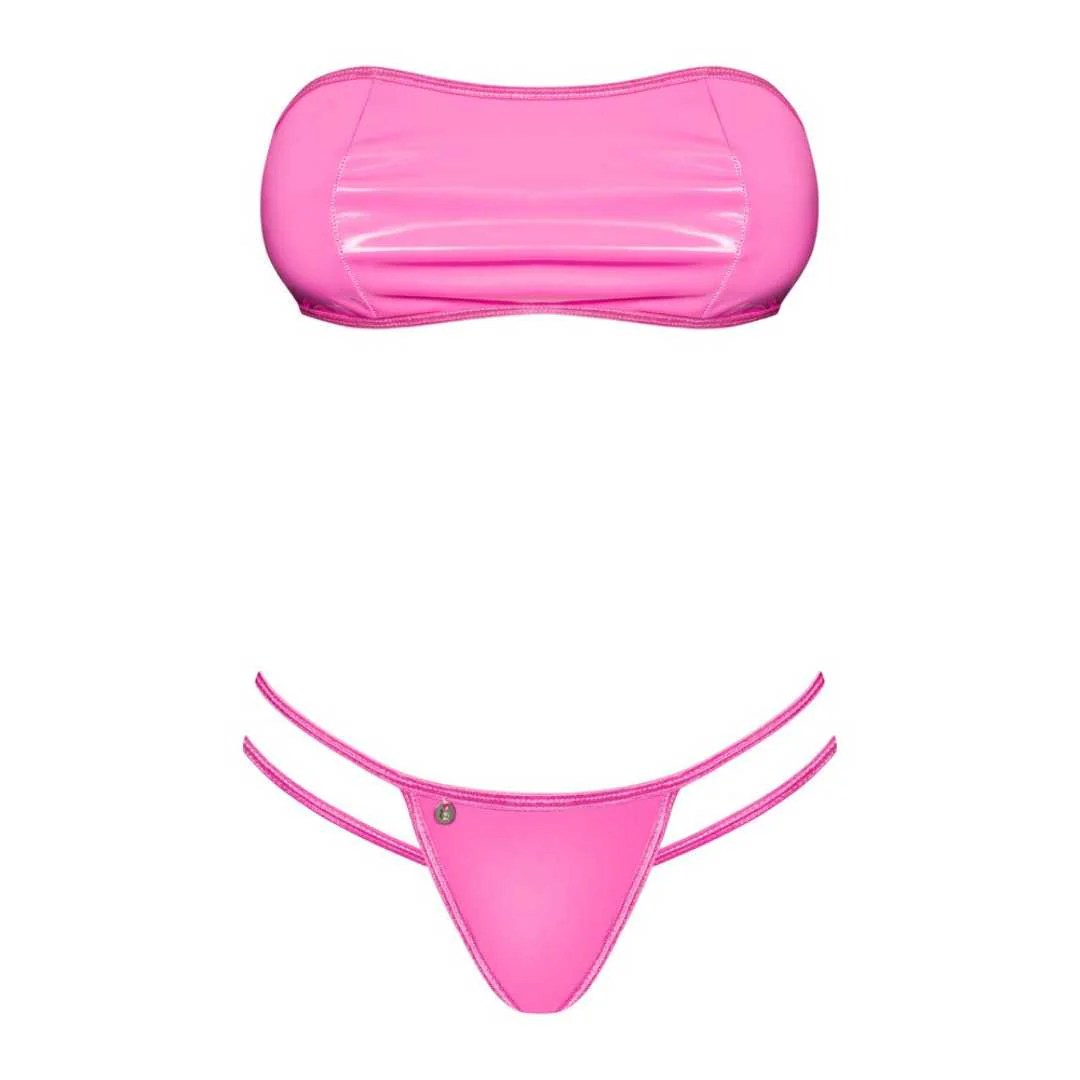 BH plus Slip „Lollypopy“ in Candy-Pink-Latexoptik