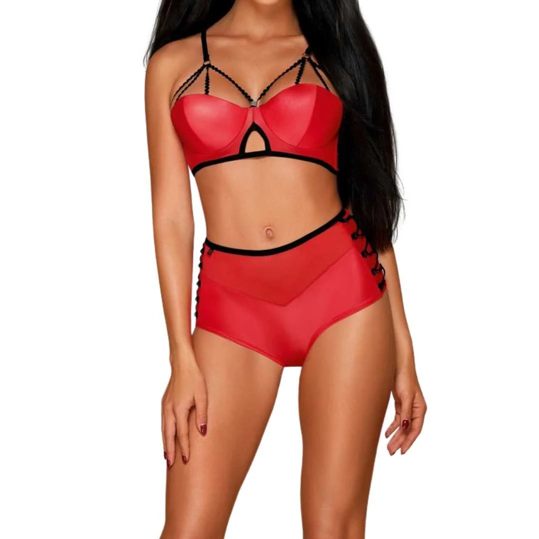 Bügel-BH und High Waist Slip im Wetlook