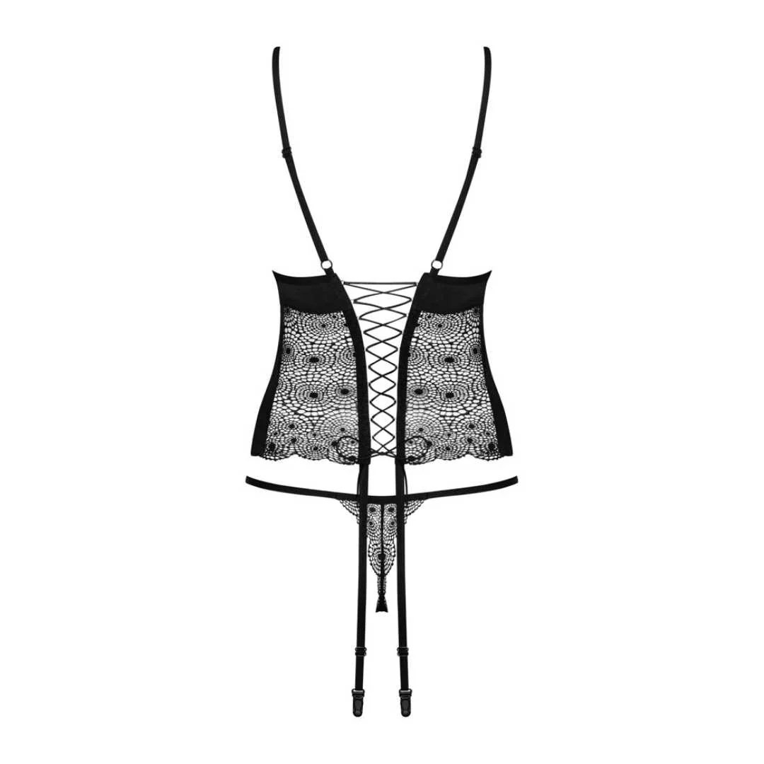 Straps-Korsett mit Spitzen-Details plus Tanga 