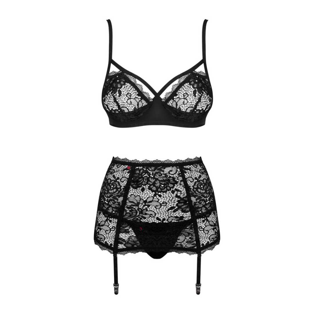 Straps-Set mit Strapsgurt aus Blütenspitze