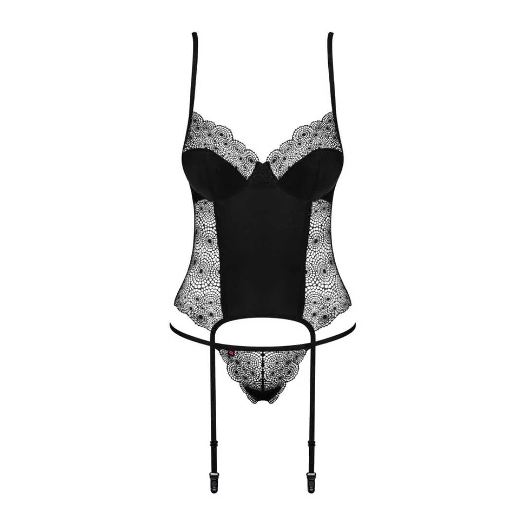 Straps-Korsett mit Spitzen-Details plus Tanga 