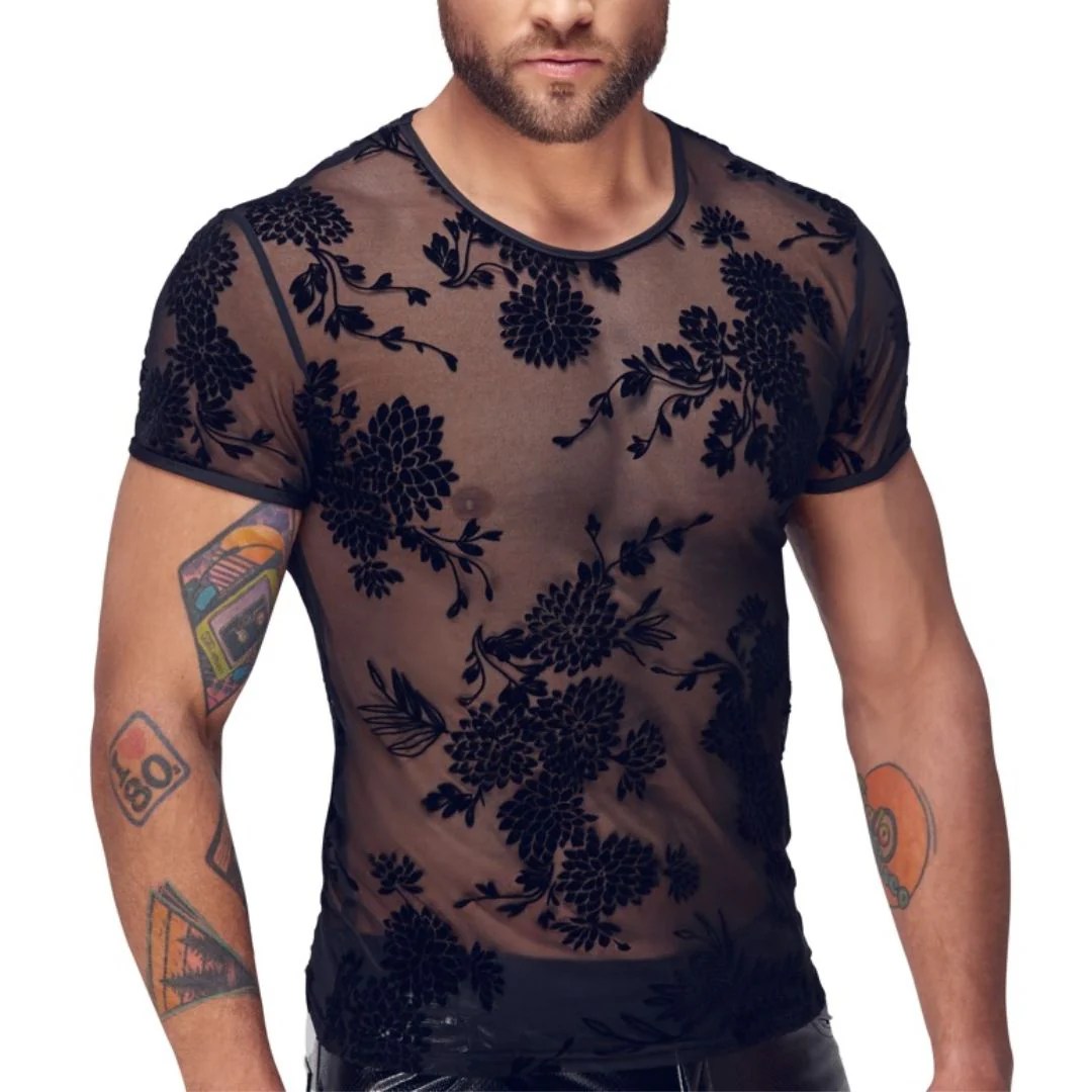 Shirt mit Paradies-Samtflockprint