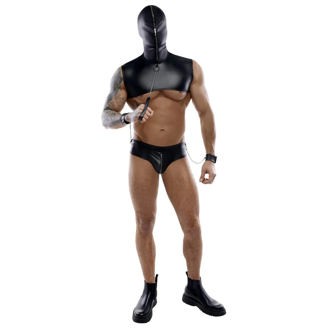 Top plus String mit Handfesseln und Leine