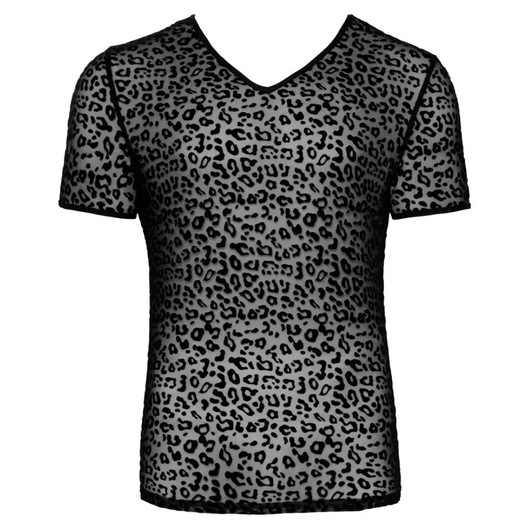 Shirt aus Powernet mit Leo-Samtflockprint