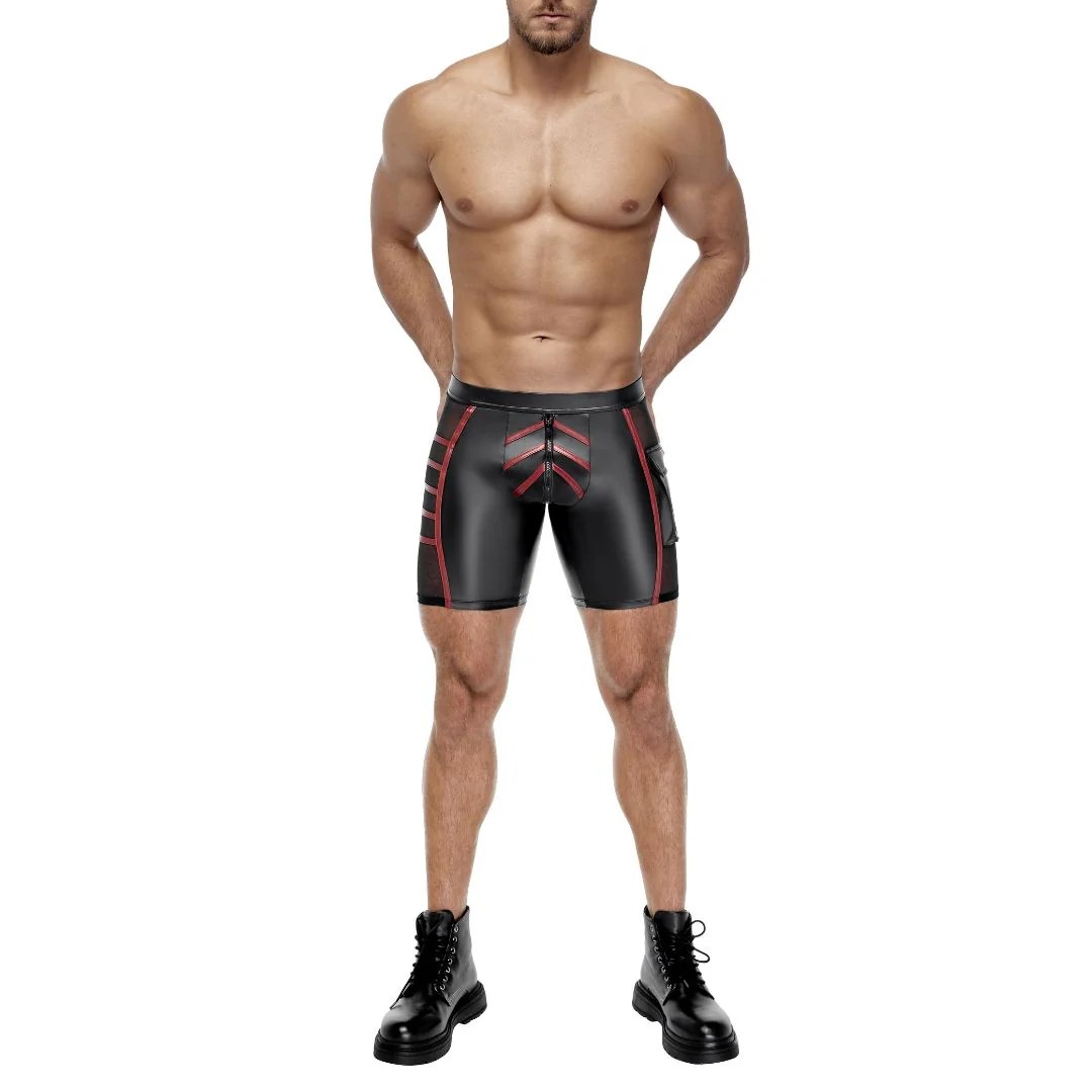 Shorts im 2-farbigen Mattlook mit Netzeinsätzen