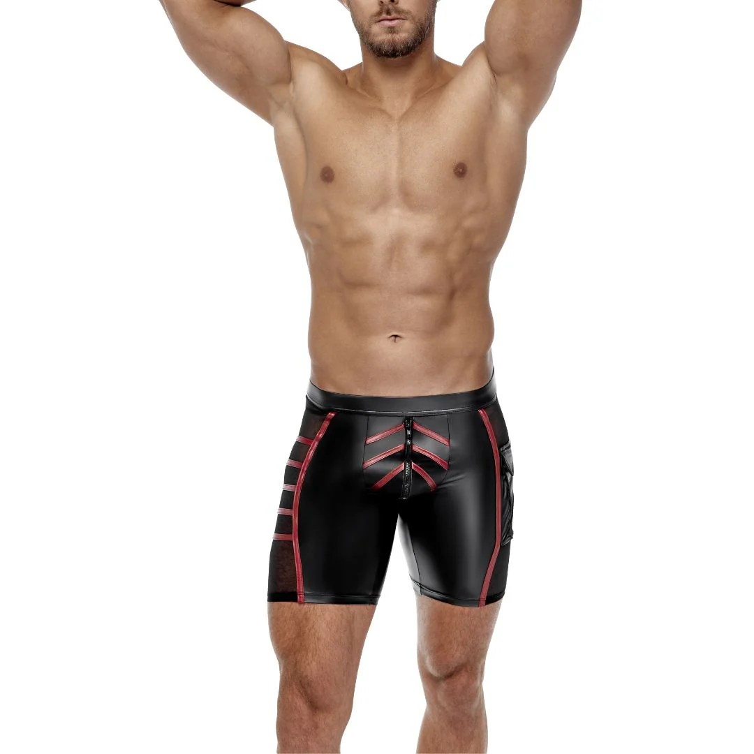 Shorts im 2-farbigen Mattlook mit Netzeinsätzen