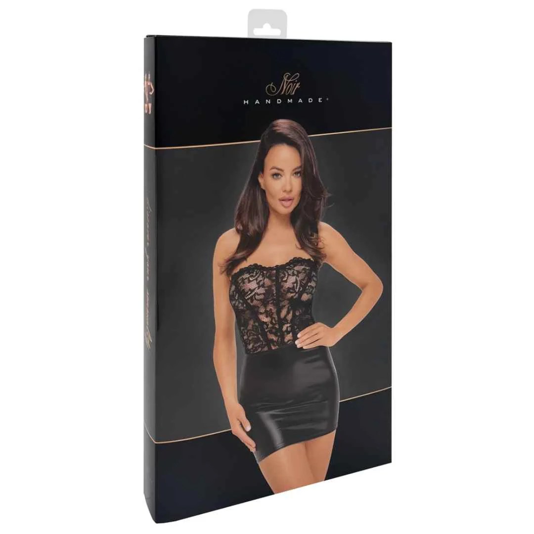 Tube Minikleid im Material-Mix