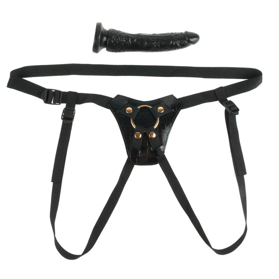 Strap-On mit Gold Details und Dildo