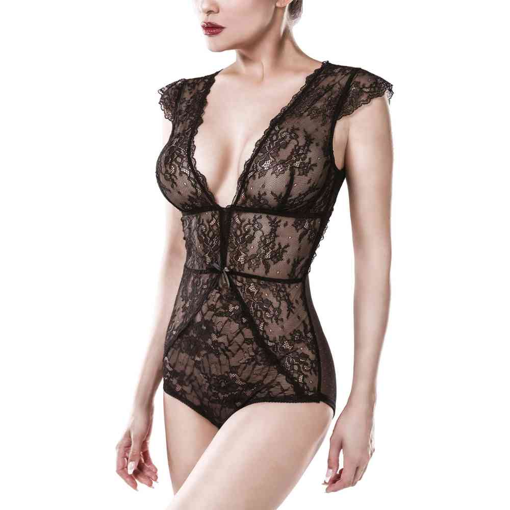 V-Body aus floraler Spitze