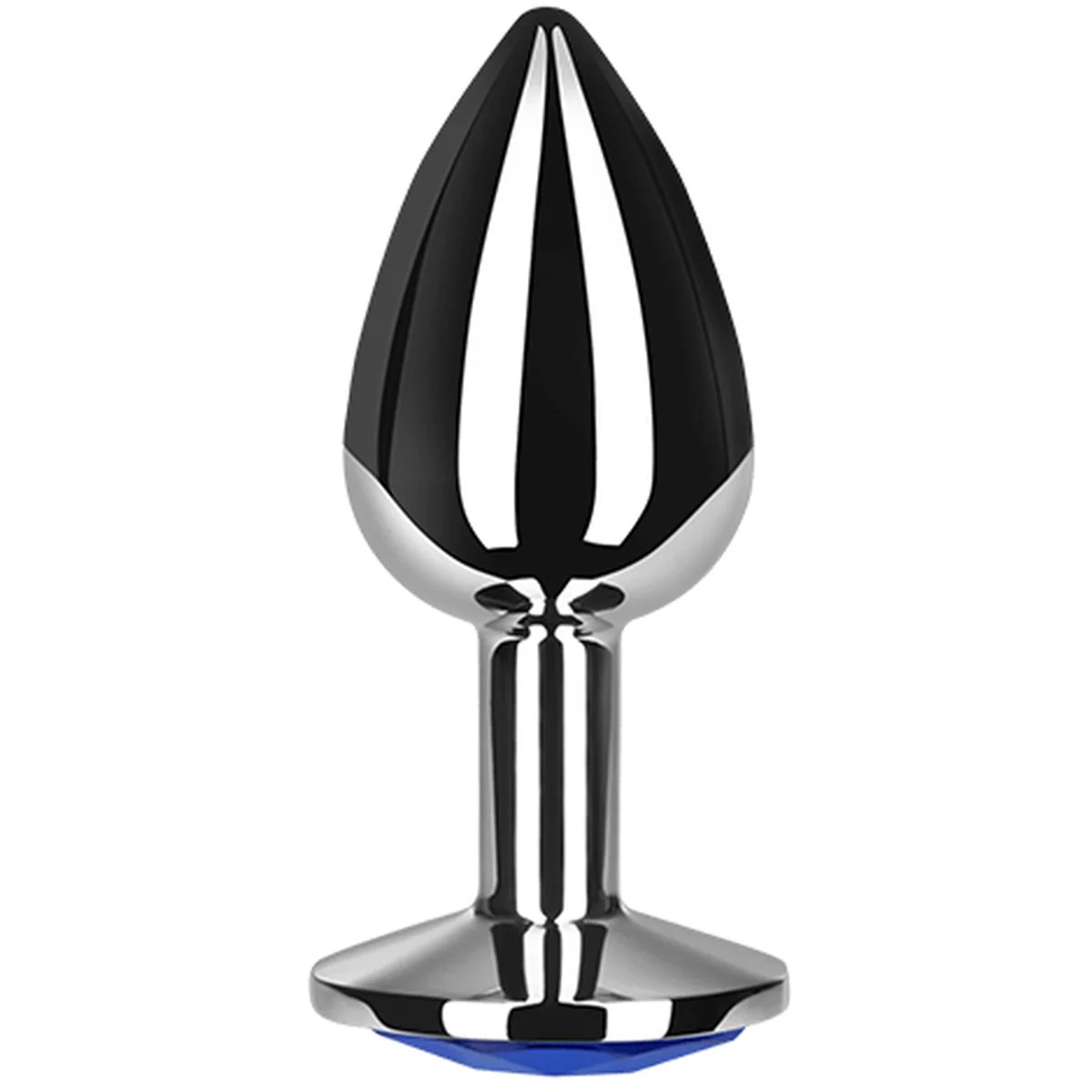 Analplug aus Metall mit Diamant-Stopper (blau)