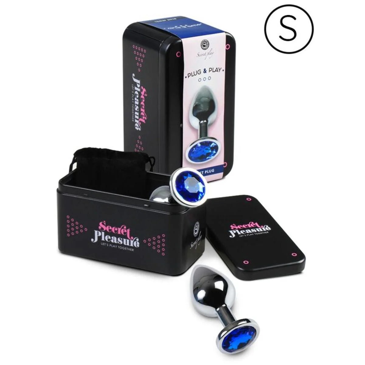 Analplug aus Metall mit Diamant-Stopper (blau)
