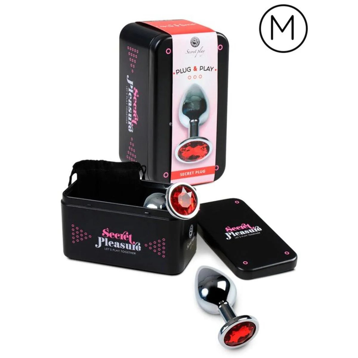 Analplug aus Metall mit Diamant-Stopper (rot)