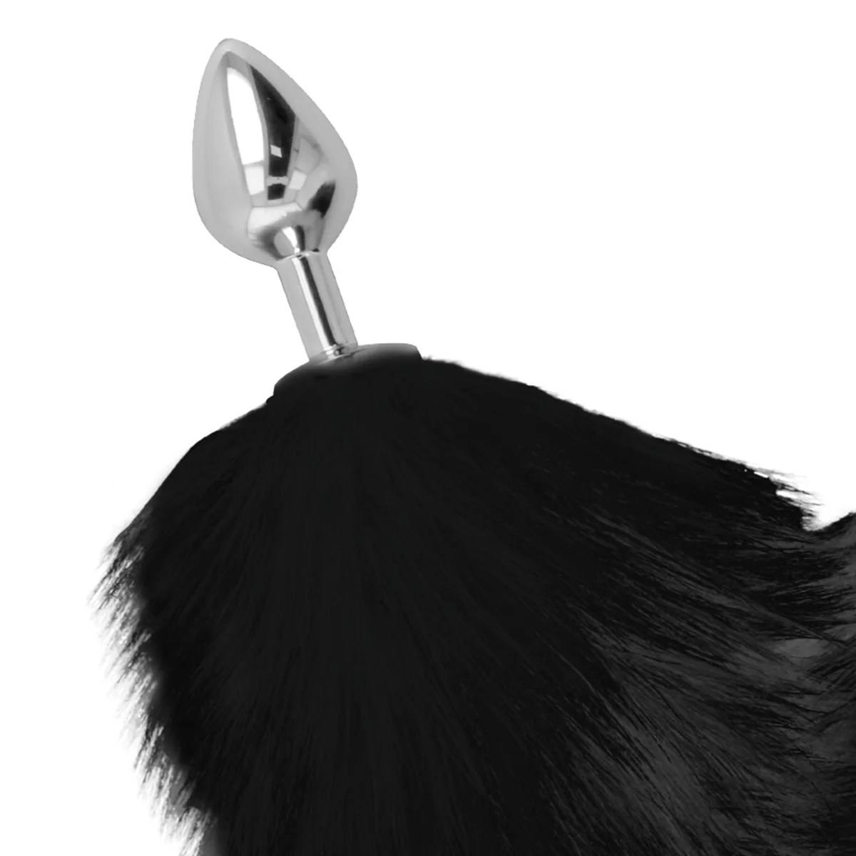 Analplug aus Metall mit schwarzem Schwanz