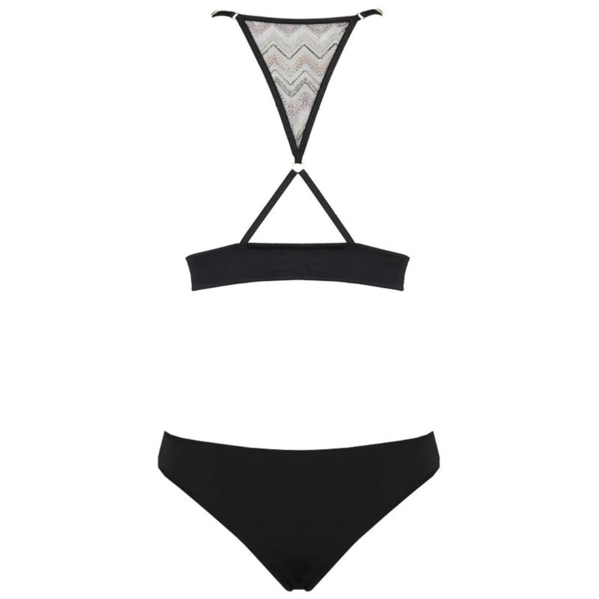Bralette und Slip aus Satin mit Zick-Zack Muster
