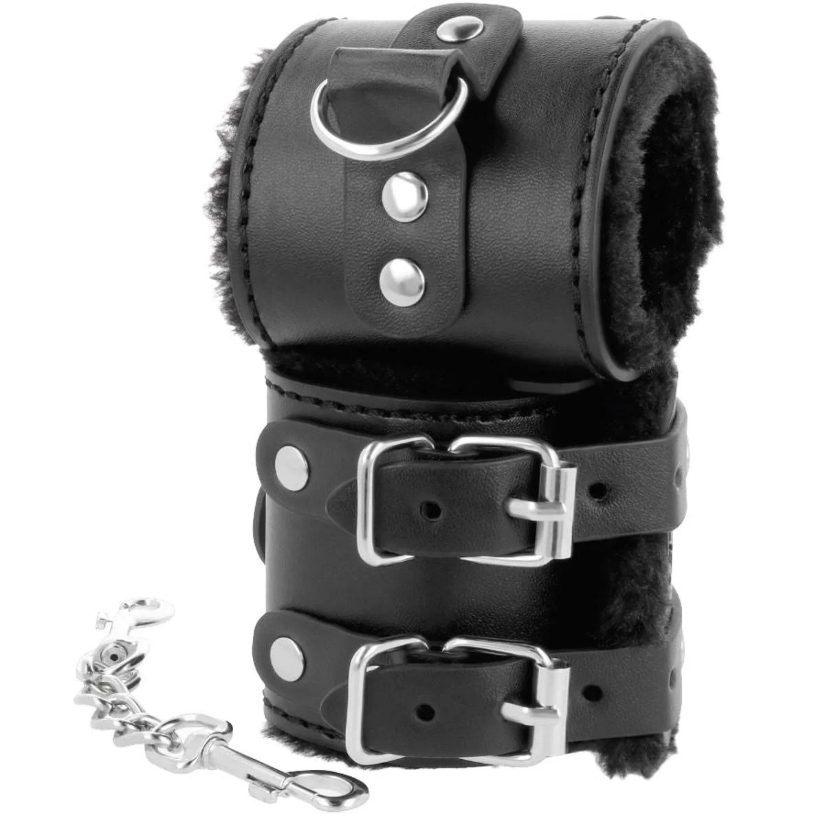 Schwarze Handfesseln mit Plüsch