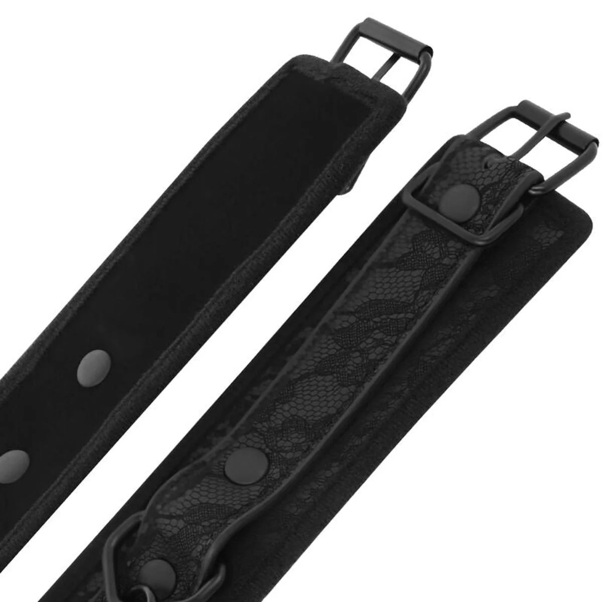 Schwarze Handfesseln mit dezenter Spitze