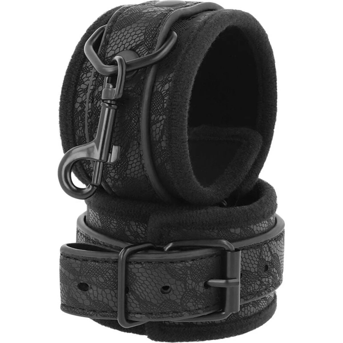 Schwarze Handfesseln mit dezenter Spitze