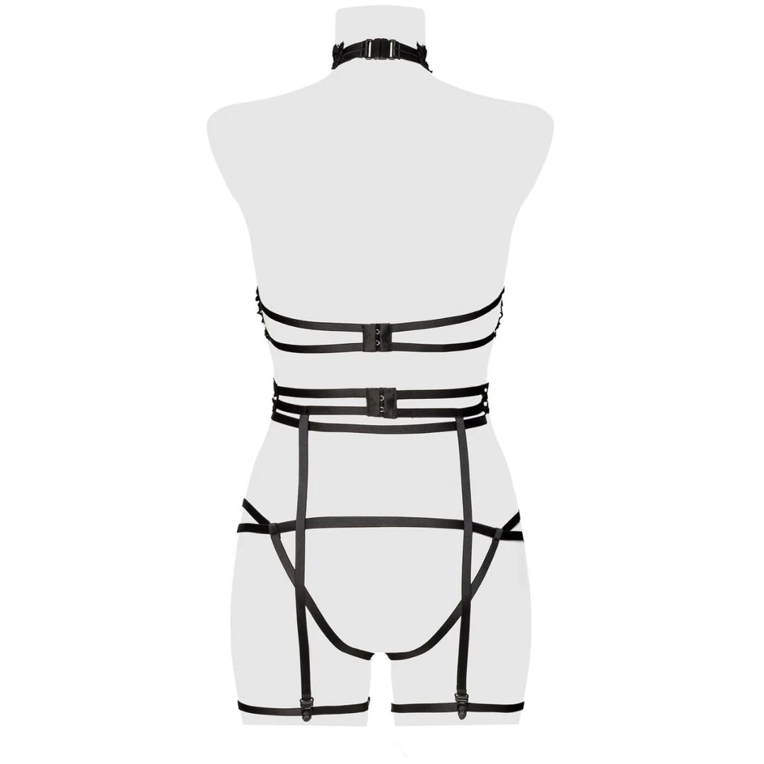Straps-Set aus Spitze mit Unterbrust-BH und String