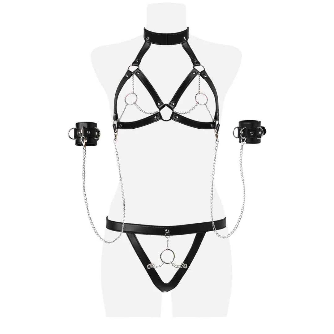 Ketten-Harness-Set mit Handschellen und Maske