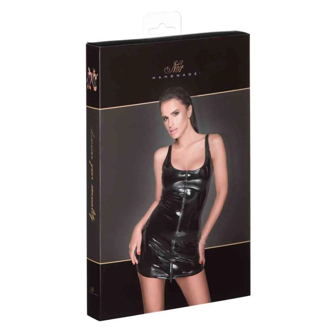 Lack-Minikleid mit 2-Wege-Reißverschluss