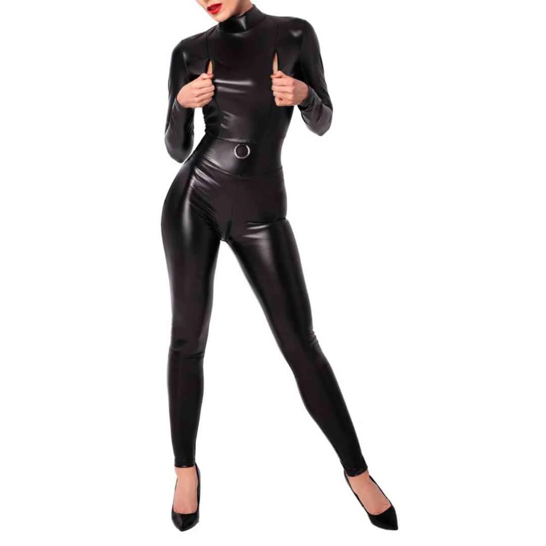 Wetlook Overall mit Zips und Ring