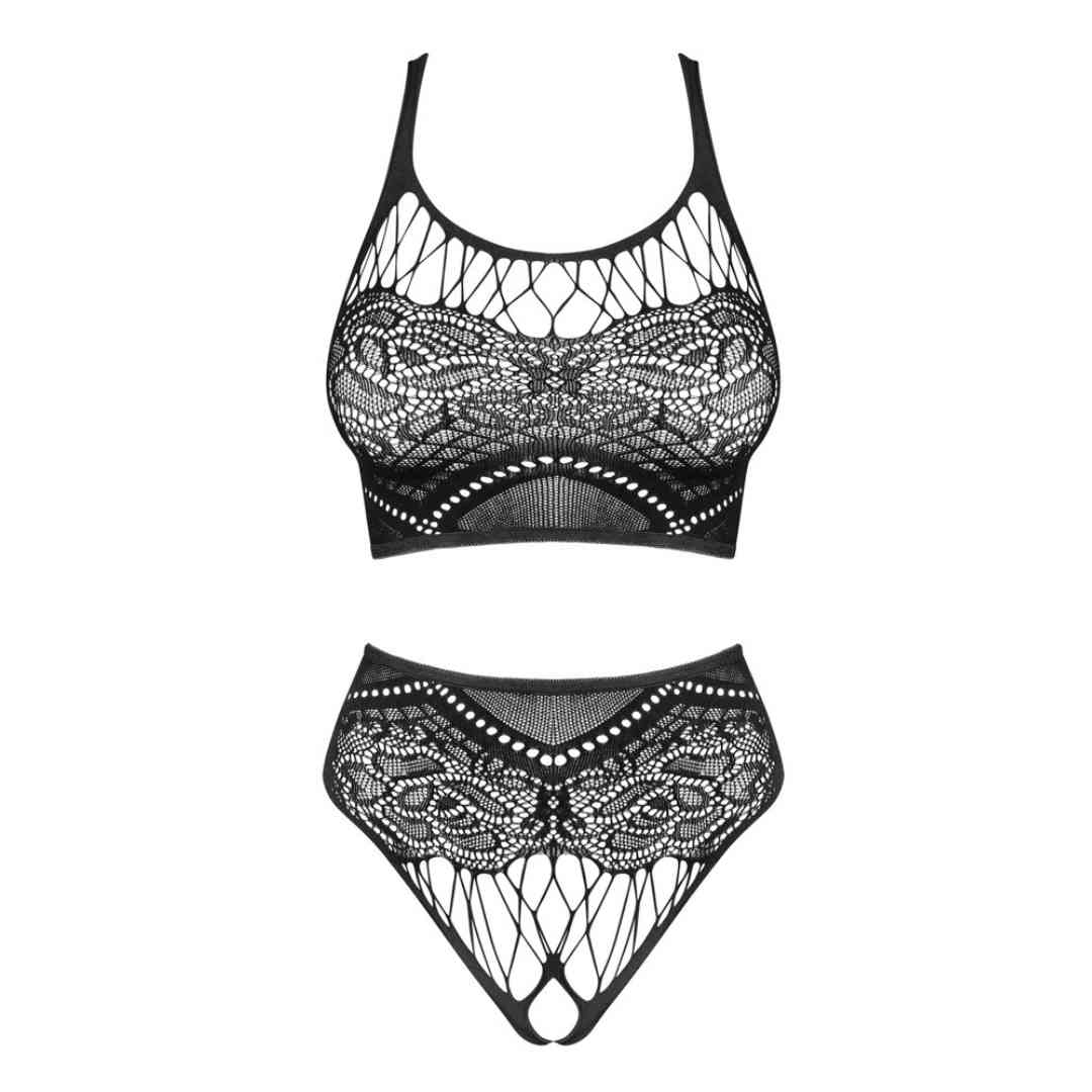 Dessous-Set Ouvert aus Netz in Spitzen-Optik